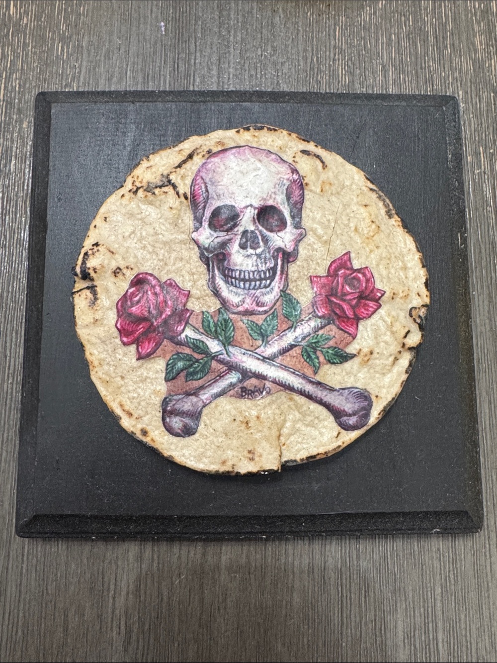 Skull & Rosebones Wall Art - Black Plaque